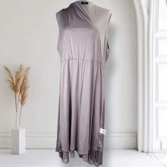 Alfani Glitter Mesh Wrap Dress 2X Silver Long Sleeve Plus Size Party Midi - Picture 10 of 14